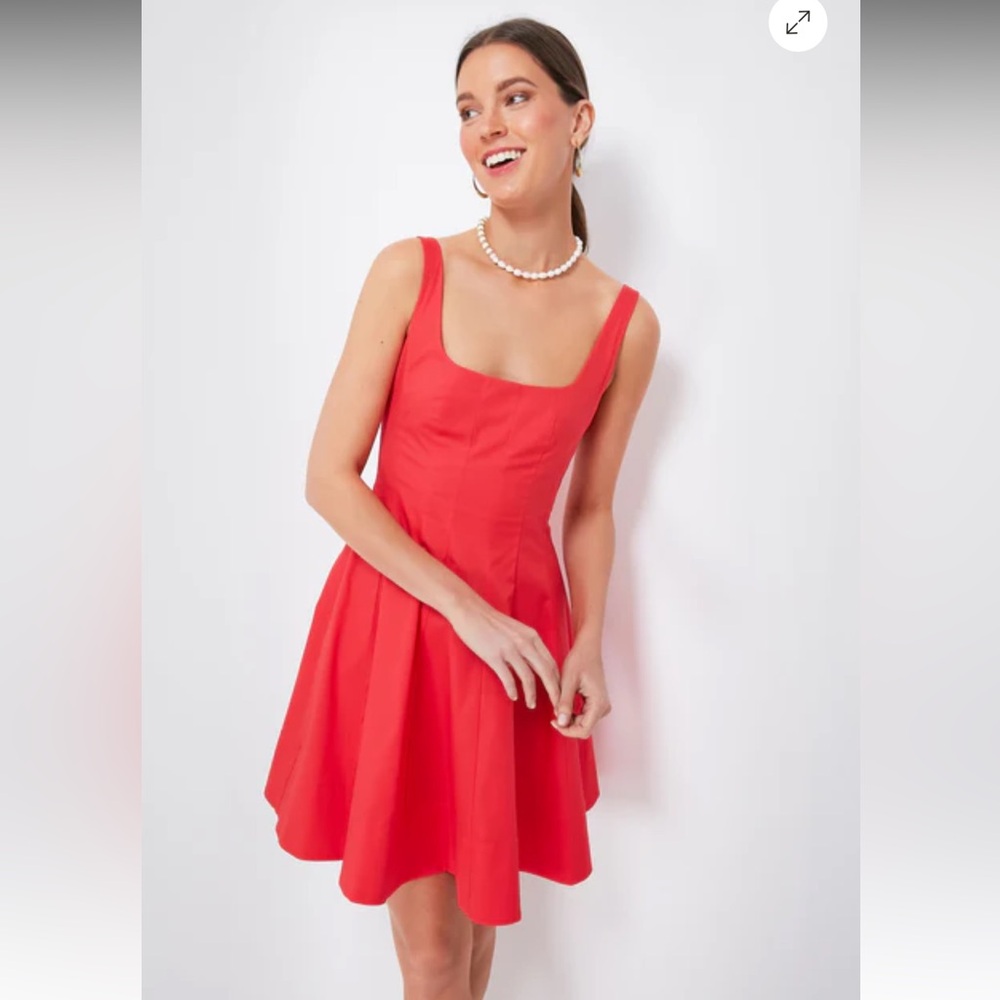 Staud Mini Wells Dress in Hibiscus